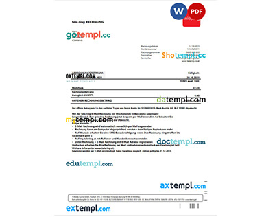 Sweden Tele Ring utility bill template in Word and PDF