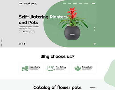 Landing page design for selling flower pots