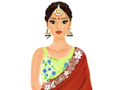 Digital saree blouse illustration