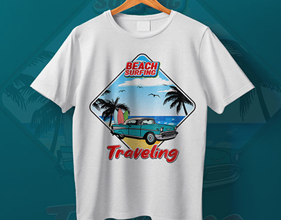 Summer T-shirt Design With Car