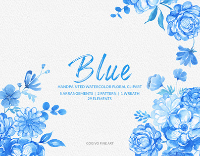 Blue – Watercolor Flower Clipart