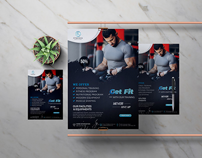 Creative abstract fitness, body building and gym flyer