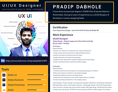 UI UX Designer Pradip Dabhole Resume