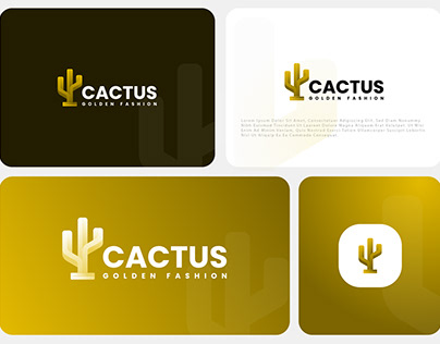 Cactus golden fashion logo