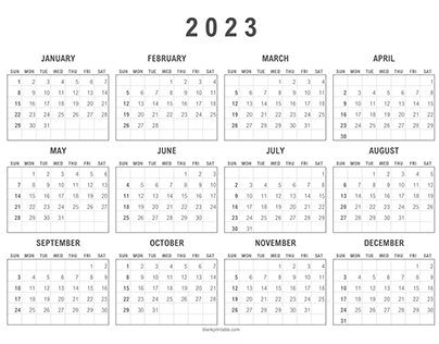 2023 Calendar At A Glance Printable Free