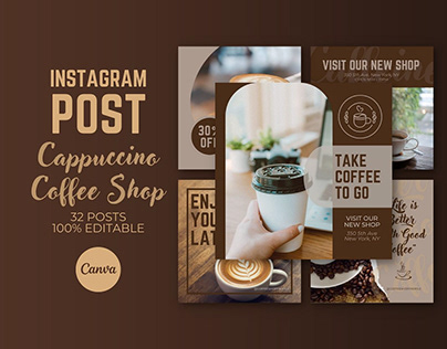 Instagram Post Cappuccino Coffee Shop