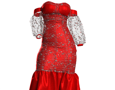 Red Dress 3D Model Created Using CLO 3D