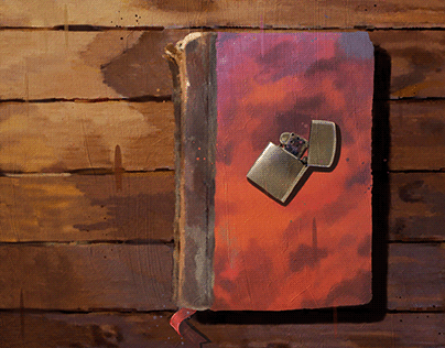 Lighter on a book - Digital oil painting