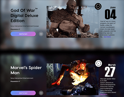 Playstation Games showcase web UI animation