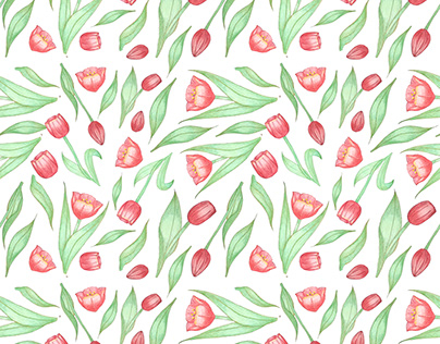 Spring tulip. Watercolor pattern