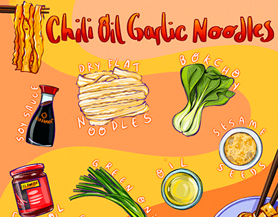 Chili Oil Garlic Noodles Recipe Illustration
