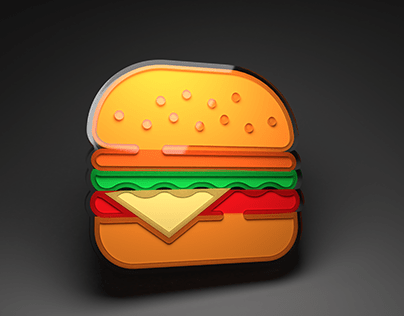 Burger Icon 3D Rendered Glass Effect