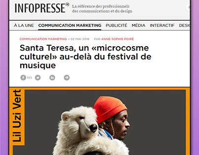 Article Infopresse - Partenariat avec Santa Teresa