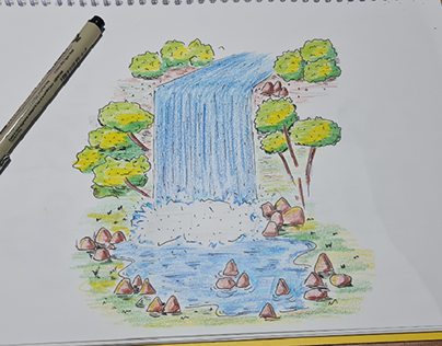 Ilustração feita com caneta e lápis de cor.