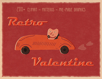 Retro Valentines clipart collection