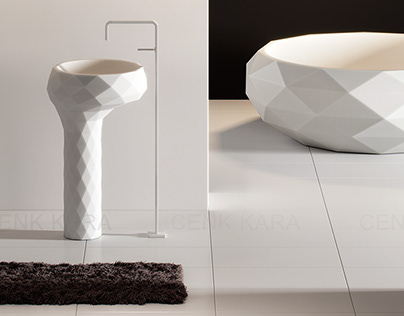 Triangle freestanding washbasin and bathtube design