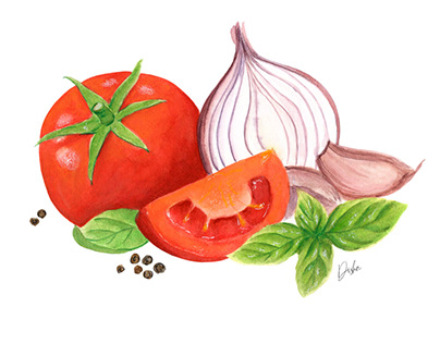 Vegetable and Tomatoes illustrations for food packaging