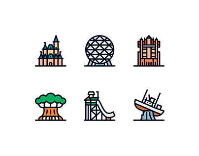 Theme park icons