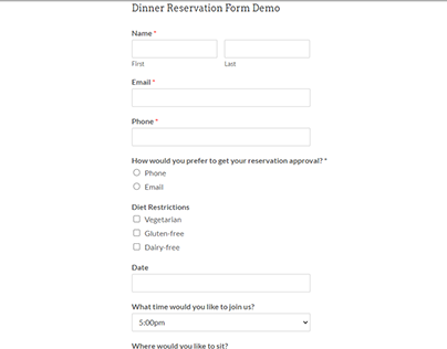Dinar Reservation form