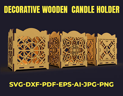 Decorative Wooden Candle Holder LASER CUT