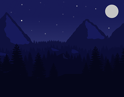 Night forest landscape