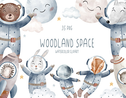 Woodland space baby clipart
