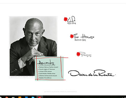Website dedicated to Oscar de la Renta