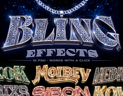 10 Bling Bling Text Effects / Mockups [PSD]