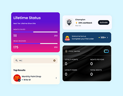 Gamification UI Cards and Elements