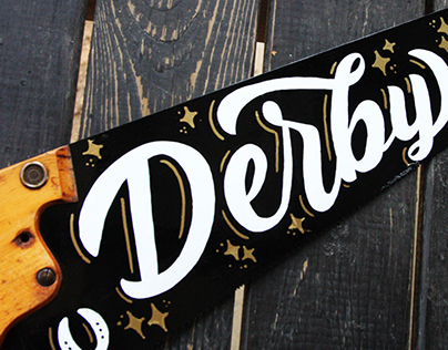 Derby City Hand Lettering Painted Saw