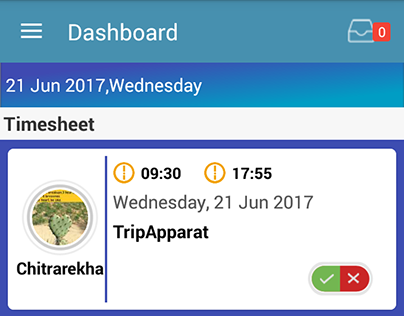 Timesheet AndroID Dashboard page