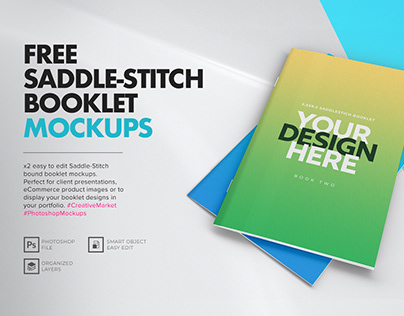 Saddle-Stitch Booklet Mockups