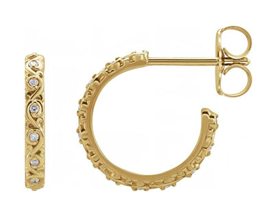 Explore Our 14k Gold Hoops with Natural Diamond Accents