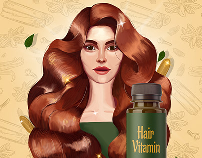 Illustration poster on hair vitamin