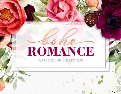 Boho Romance watercolor floral illustrations
