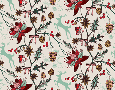 Seamless Pattern - Christmas Florals