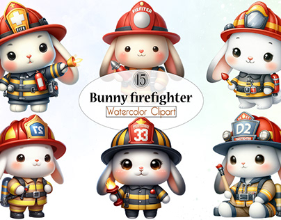 Bunny firefighter clipart