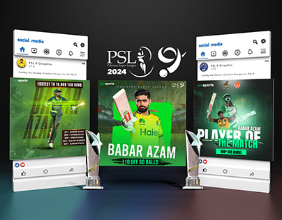 PSL 9 Social Media Graphics Designs | Babar Azam