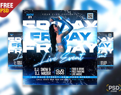 Free PSD | Friday Live Event Party Social Media Post