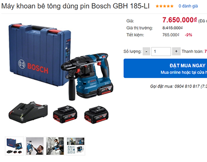 Máy khoan bê tông dùng pin Bosch GBH 185-LI