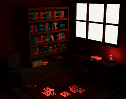 Lovecraft library - Voxel art