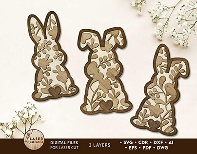 Easter Bunny Set, Multilayer Decorative Templates