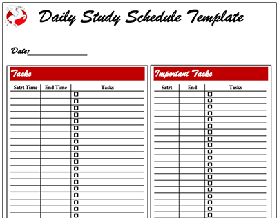 Daily Study Schedule Template