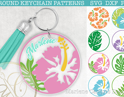 Tropical Round Keychain SVG