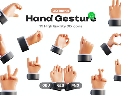 Hand Gesture 3D Icons