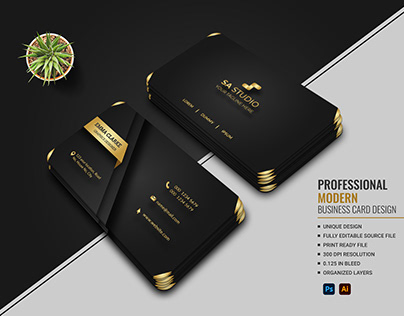 Creative Modern Black & Golden Luxury Business Card