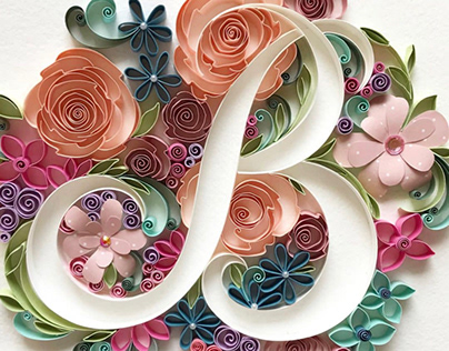 Quilling Paper Floral typography