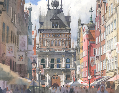 Watercolor works - Gdańsk, Złota Brama 76x56 cm