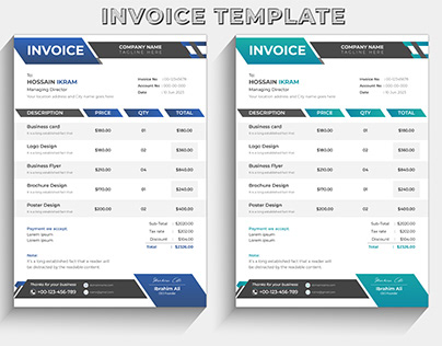 Modern business invoice design