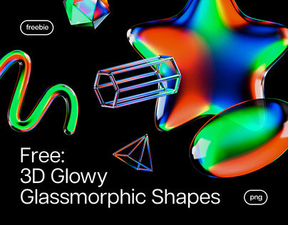 3D Glowy Glassmorphic Shapes